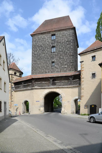 Tuğla Sokak Tuğla Kapı Amberg Şehir Duvarları Mimari Bayern Doğu — Stok fotoğraf