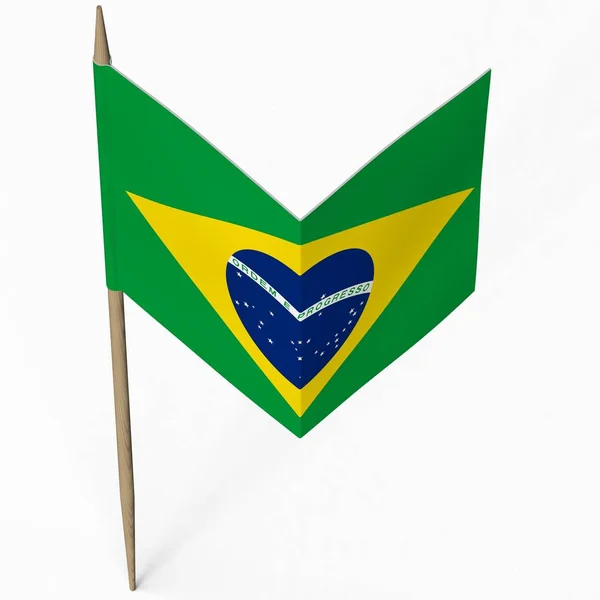 Papierfahne Brasiliens Formt Herz — Stockfoto