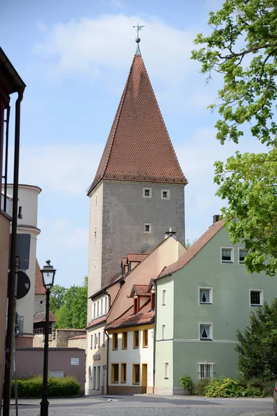 Amberg Şehir Duvarları Mimari Şehir Duvarları Bavyera Doğu Almanya Kule — Stok fotoğraf