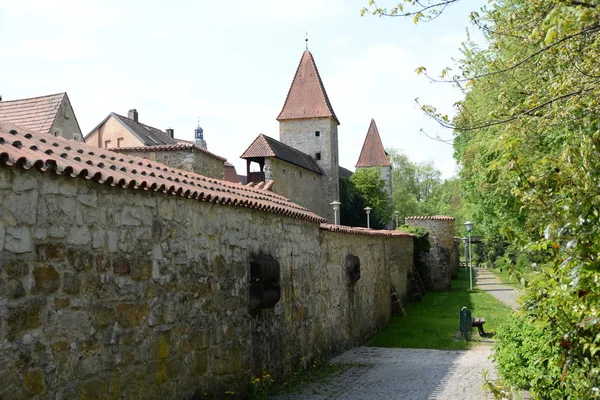 Amberg Şehir Duvarları Mimari Şehir Duvarları Bavyera Doğu Almanya Kule — Stok fotoğraf