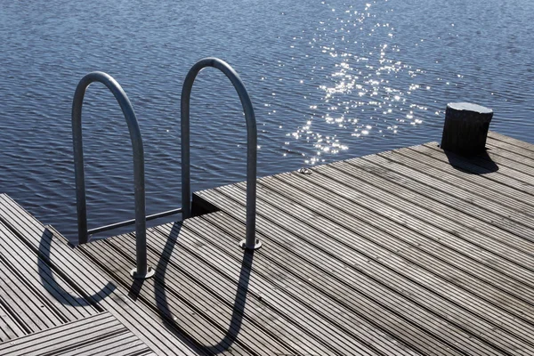 Wooden Pier Reflection Water Surface — Stock Photo, Image