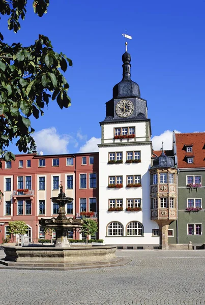 Plaza Del Mercado Con Ayuntamiento Rudolstadt Turingia — Foto de Stock