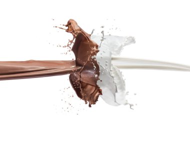 milk and chocolate splashing together clipart