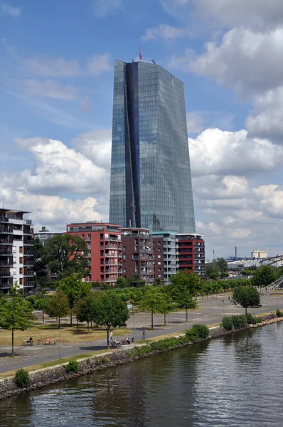 Frankrfurt Principal Ecb Banco Central Europeo Mainufer Skyline City City — Foto de Stock