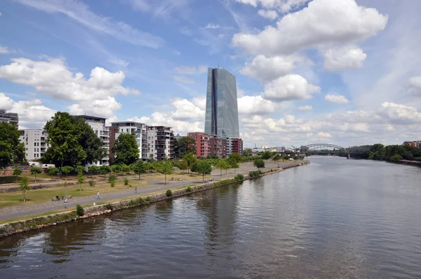 Frankfurt Main Ebb European Central Bank Mainufer Skyline City Big — Stock Photo, Image