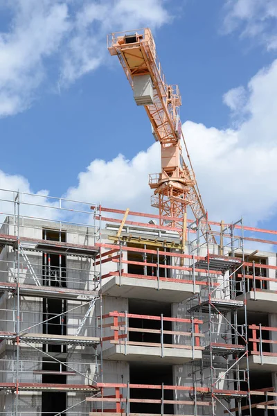 Baustelle Rohbau Bauen Bauen Bauindustrie Bauindustrie Haus Grundstück Gerüst Gerüst — Stockfoto