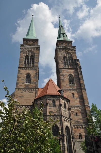 Iglesia Sebaldus Sebalds Kirche Nuremberg Iglesia Arquitectura Franken Bayern Casco — Foto de Stock