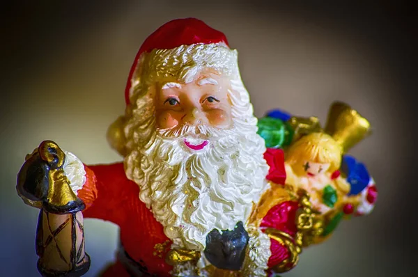 Figurka Santa Claus Zbliżenie Zdjęcie Studio — Zdjęcie stockowe