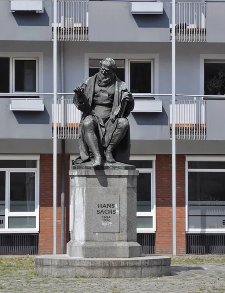 Monumento Hans Sachs Nuremberg Estátua Monumento Hans Sachs Francónia Bavaria — Fotografia de Stock