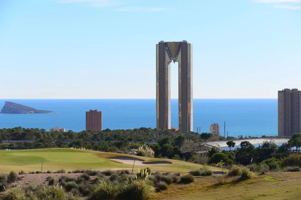 Felhőkarcolók Benidorm Costa Blanca Spanyolországban — Stock Fotó