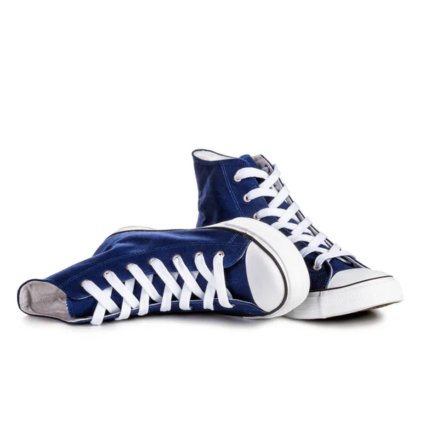 Niebieskie Buty Sportowe Izolowane Białym Tle Obiekt Ścieżką Wycinania — Zdjęcie stockowe