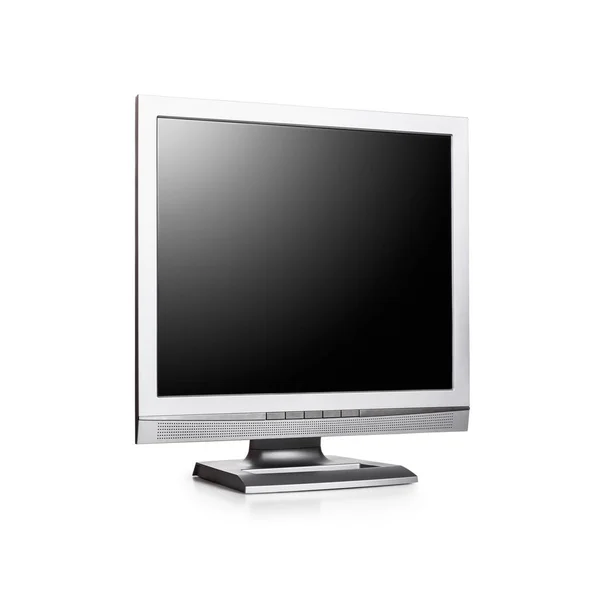 Computer Monitor Met Blanco Scherm Witte Achtergrond Begrepen Ruimte Voorwerp — Stockfoto