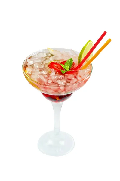 Aardbei Mohito Cocktail Een Witte Achtergrond — Stockfoto