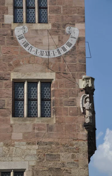 Sundial Clock Nuremberg Architecture Franconia Bavaria Old Town City Downtown —  Fotos de Stock
