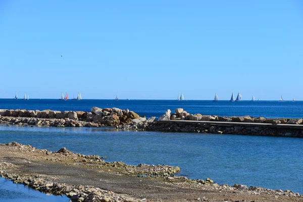 Zeilboten Blauw Zeewater — Stockfoto