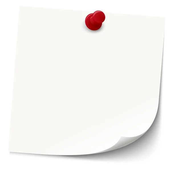 Λευκή Αυτοκόλλητη Σημείωση Κόκκινη Καρφίτσα Βελόνα — Φωτογραφία Αρχείου