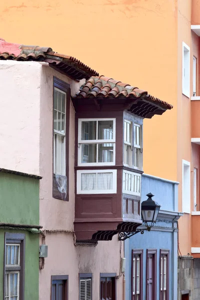 Old Historic Facade Balcony Puerto Cruz Tenerife Canary Islands Spain — Stock Photo, Image