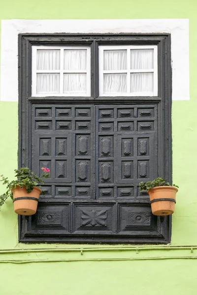 Vieille Fenêtre Historique Puerto Cruz Tenerife Îles Canaries Espagne — Photo