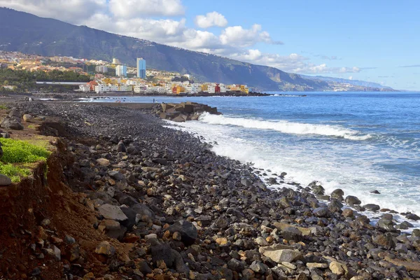 Rocky Atlantic Coast Puerto Cruz Distance Playa Jardin Tenerife Canary — стокове фото