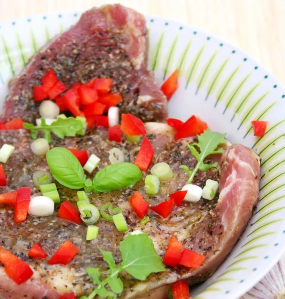 Beef Steak Vegetables Spices — Stock Photo, Image