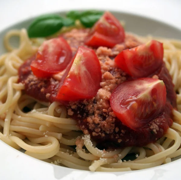 Massa Com Molho Tomate — Fotografia de Stock