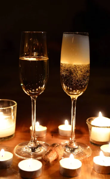 Шампанское Новогодняя Свеча — стоковое фото