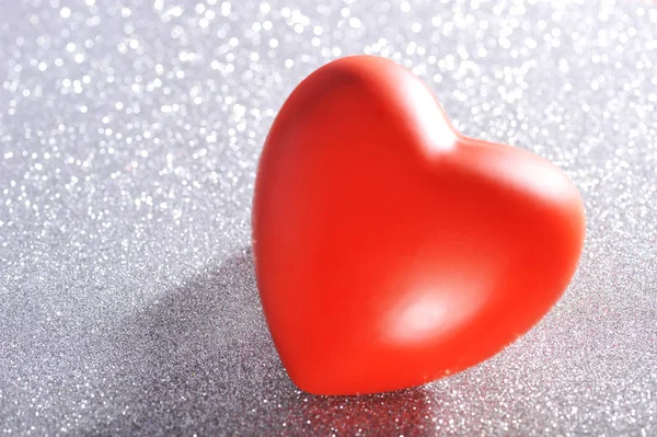 Red Heart Silver Glitter Background — Stockfoto