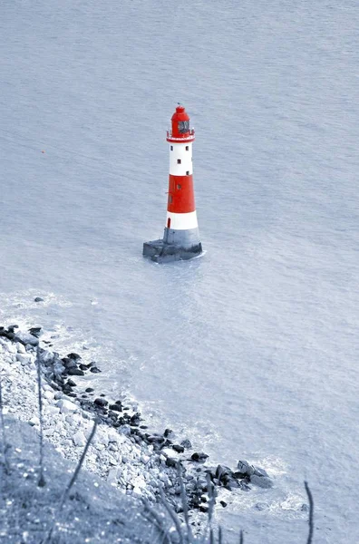 Une Photographie Beau Phare Tête Plage — Photo