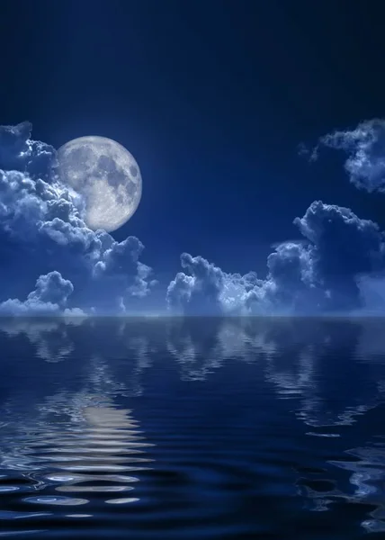 Dark Blue Sky Full Moon — Stock Photo, Image