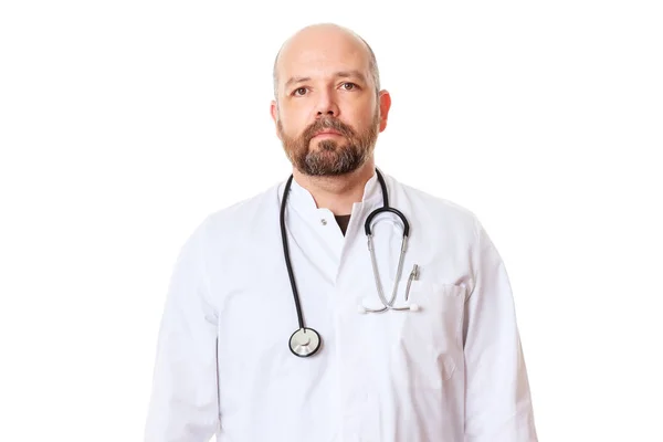 Lekarz Stetoskopem Białym Tle — Zdjęcie stockowe