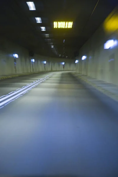 Tunel Pod Zatoką Preveza Grecja Nocą — Zdjęcie stockowe