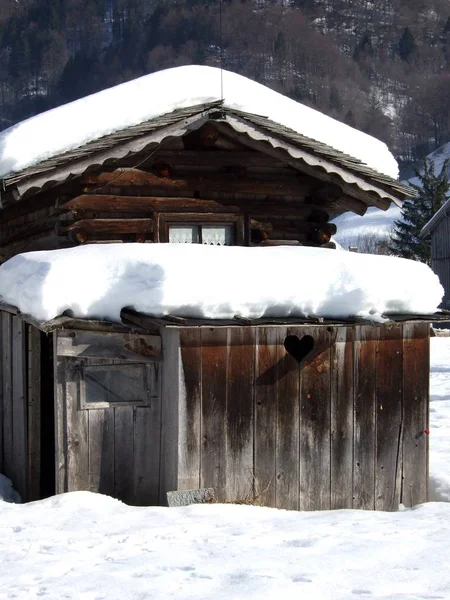 Rustig Dorpje Een Winterwandeling Het Bregenzerwald — Stockfoto