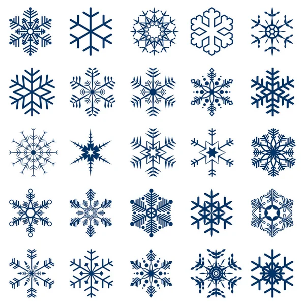 Collection Different Blue Snow Flakes White Background — Stock Photo, Image