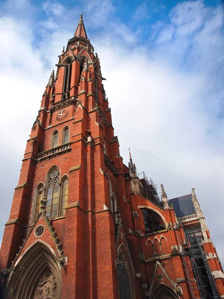 Tour Église Brique Rouge Osijek Croatie — Photo