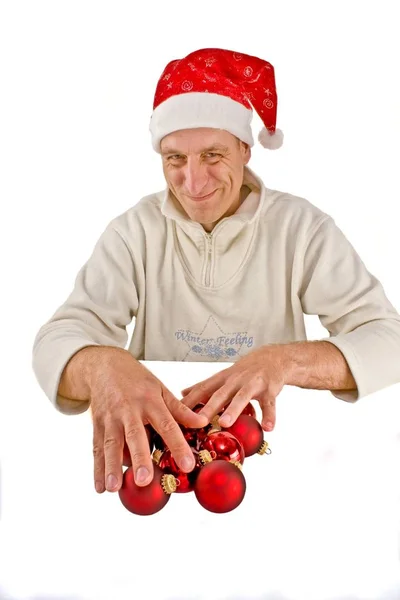 Père Noël Avec Des Boules Noël — Photo