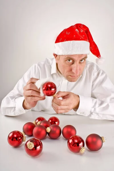 Père Noël Avec Des Boules Noël — Photo