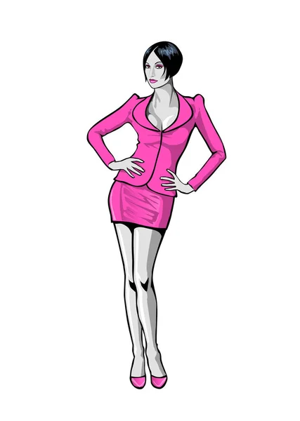 Businesslady Pink Costume Illustration White Background — Stock Photo, Image