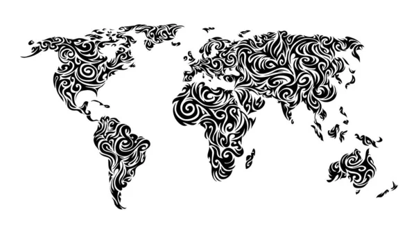 Ornamento Mappa Del Mondo Bianco Nero — Foto Stock