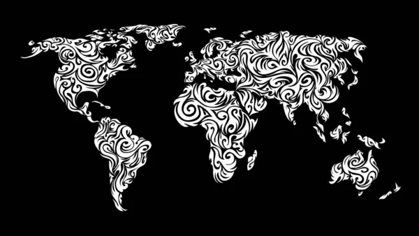 Ornamento Mappa Del Mondo Bianco Nero — Foto Stock