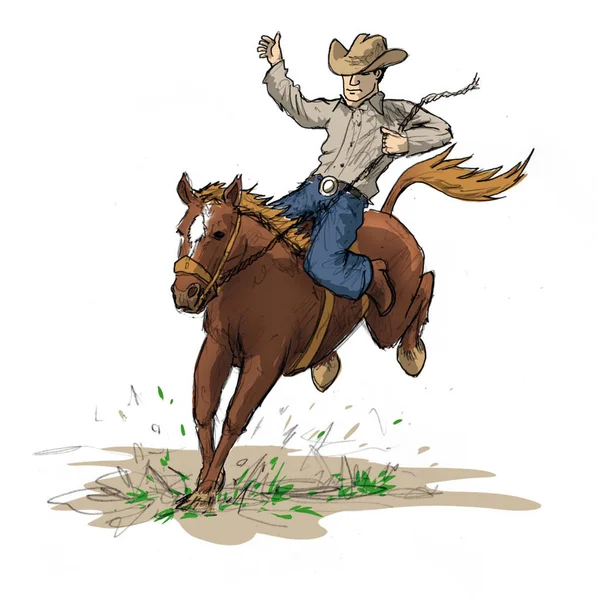 Rodeo Ryttare Illustration Bild — Stockfoto