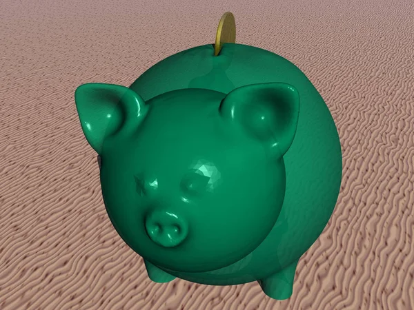 Green Piggy Bank Coin — Stock Photo, Image