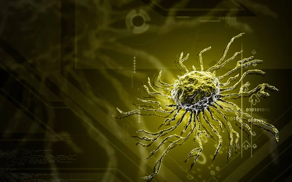 Kök Hücrenin Renk Arkaplanındaki Dijital Çizimi — Stok fotoğraf