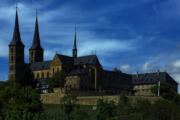 Mosteiro Michelsberg Sobre Bamberg Meia Noite — Fotografia de Stock