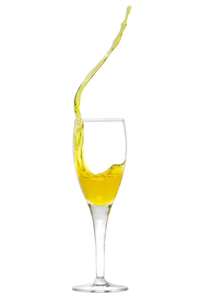 Isolerad Champagneflöjt Med Stänkvätska — Stockfoto