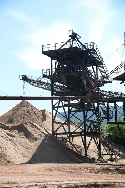 Çakıl Çakıl Kum Taşıma Hammadde Hammadde Fabrika Madencilik Madencilik Kum — Stok fotoğraf
