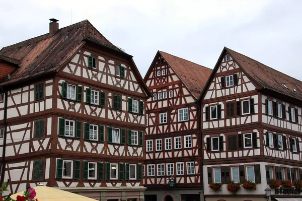 Half Timbered Houses Market Square Mosbach Baden — 스톡 사진