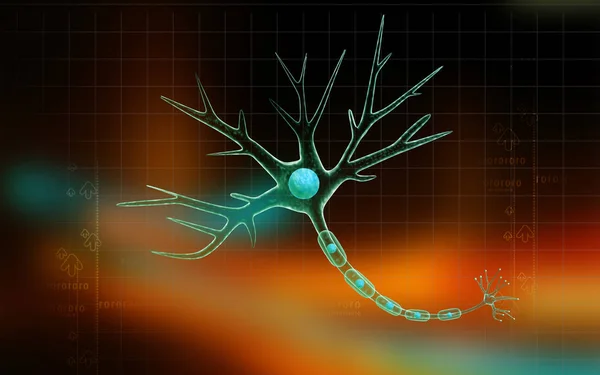 Renkli Arkaplanda Nöronun Dijital Illüstrasyonu — Stok fotoğraf