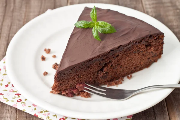 Pedazo Pastel Chocolate Plato — Foto de Stock