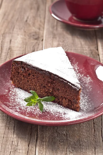 Кусок Шоколадного Торта Тарелке — стоковое фото