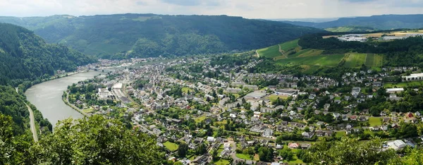 Twin Town Traben Trarbach Moselle Panorama Summer — Stok Foto